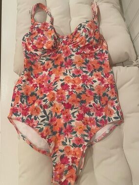 Shade & Shore Floral One-Piece in Pink, Coral & Green